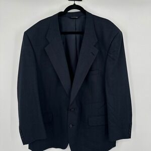 Vintage Burberrys Mens Navy Plaid Blazer Suit Jacket Sport Coat Wool Old Money